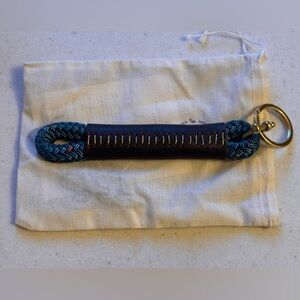 Wildwood Oyster Co. Leather Keychain in Seaside Teal